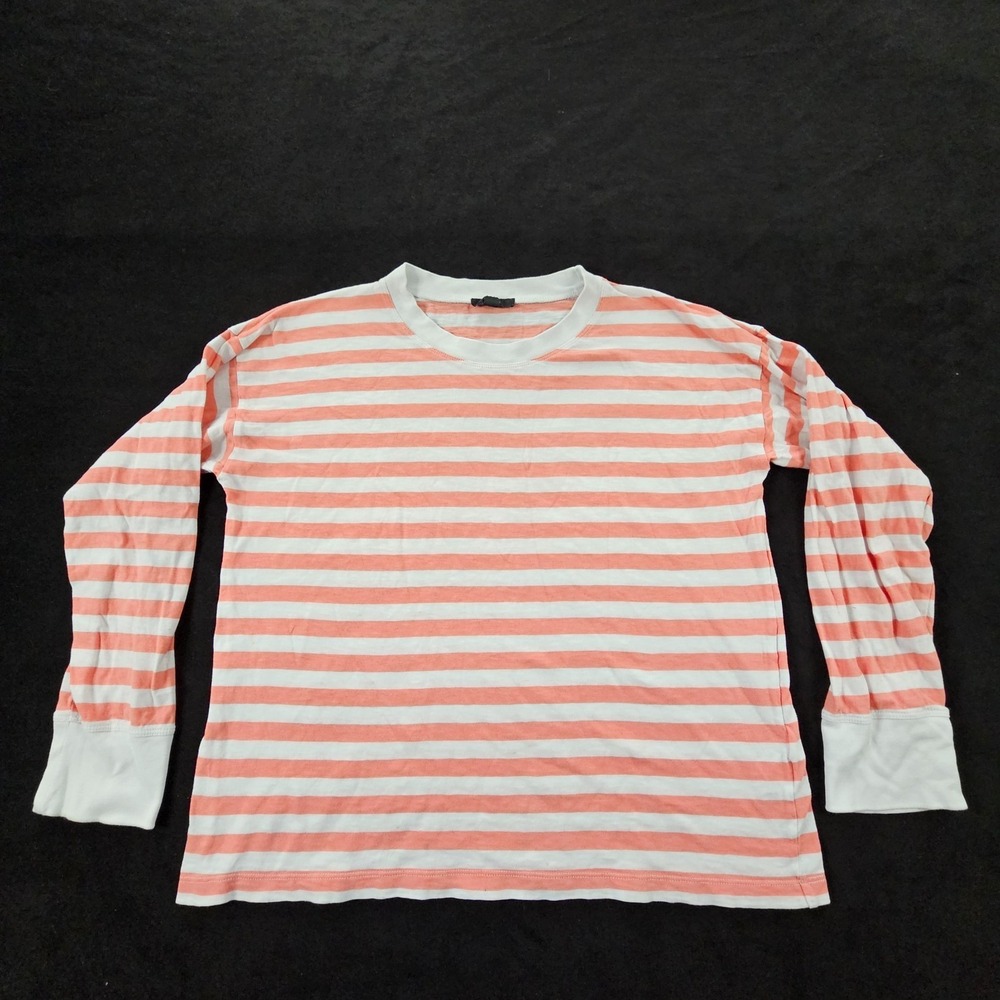 J.CREW Re-Imagined Orange Striped Long Sleeve‎ Cotton T-Shirt Women's S